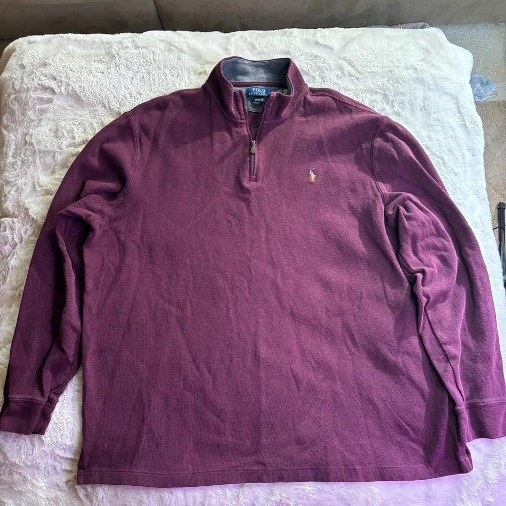 Polo Ralph Lauren Estate Rib Quarter Zip Pullover Burgundy Men’s XXL 2XL
